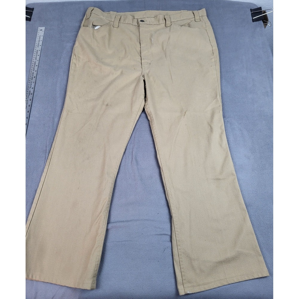 Vintage Levi's Work Pants Mens 42 32(40 26) Brown 70s Thrashed Trousers Made USA